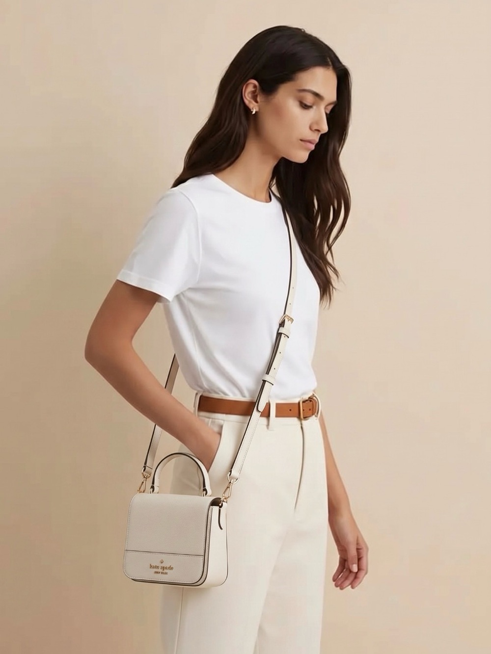 kate spade Cream Mini Top-Handle Crossbody with Gold Hardware NWOT